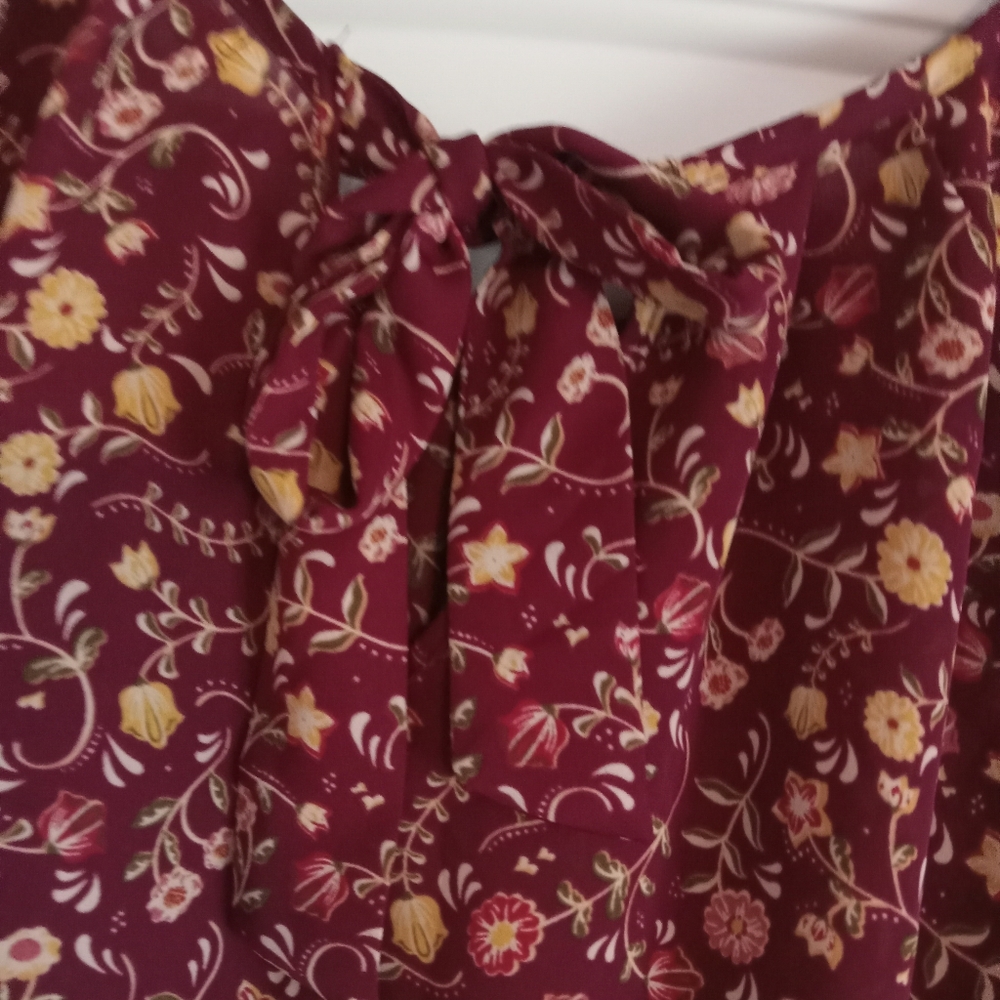 LAUREN CONRAD blouse top shirt tie neck XL